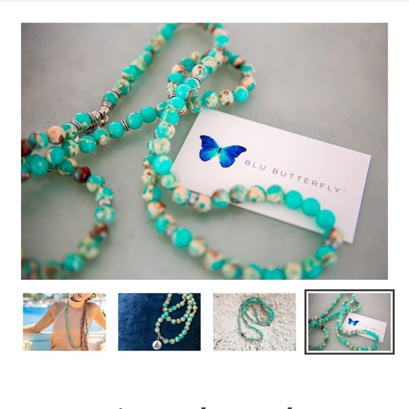 Turquoise Mala Bead necklace with charm by Blu Butterfly. 🦋 - Picture 3 of 4